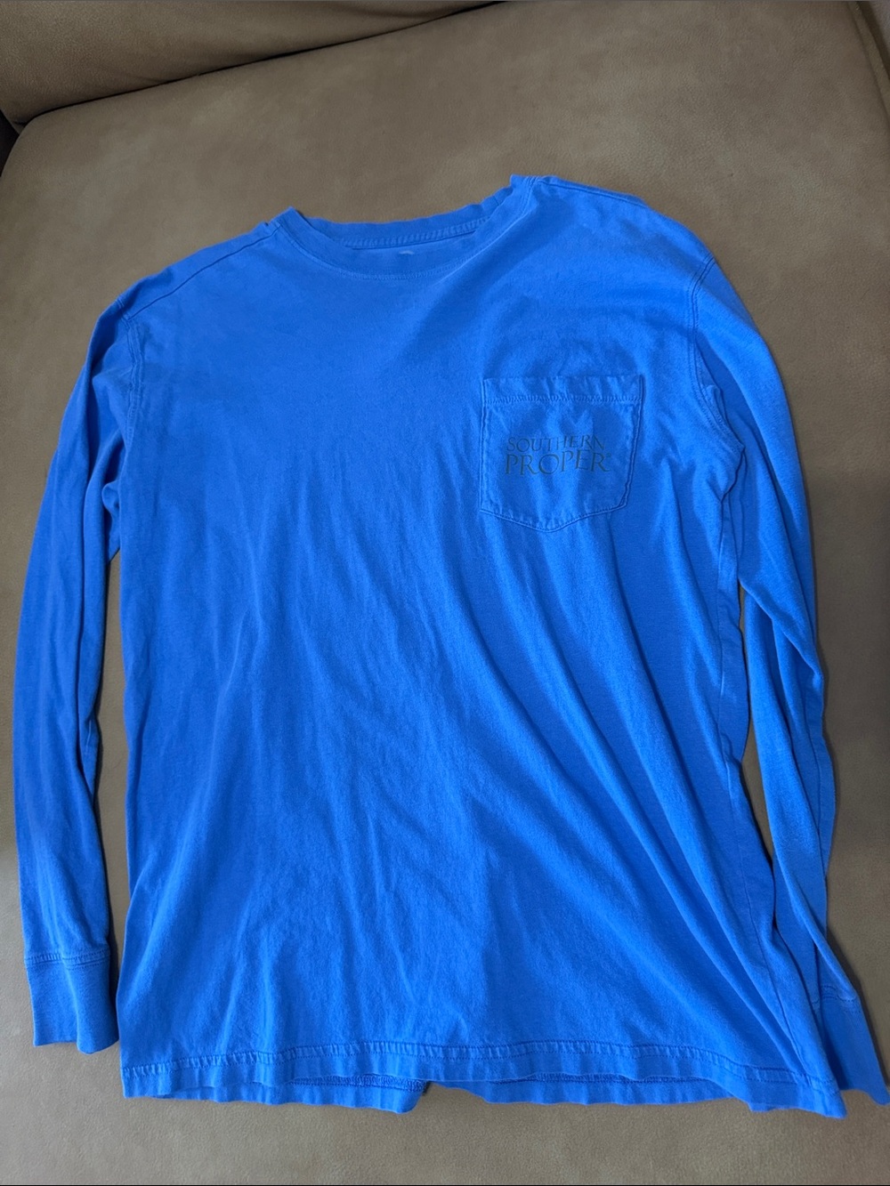 Southern Proper Long Sleeve Pocket Tee in Blue